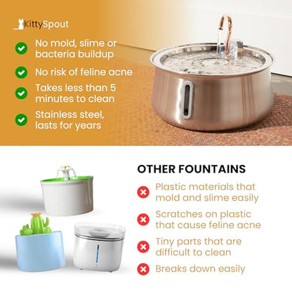 The KittySpout Stainless Steel Wireless Cat Water Fountain, 4L/108oz - color: Stainless