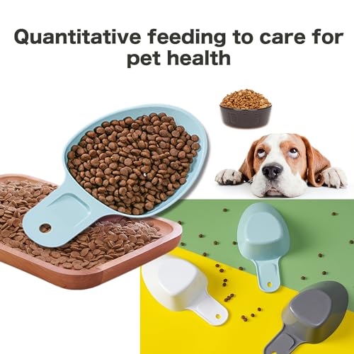 3PCS Dog Food Scoop 1 Cup, Plastic Pet Food Scoop with Measuring Lines 1/2 Cup 1/4 Cup for Dogs Cats Birds and Rabbits - color: Black Black White