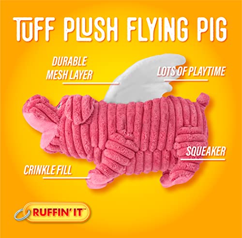 Ruffin' It Tuff Stuffed Plush Flying Pig Dog Toy