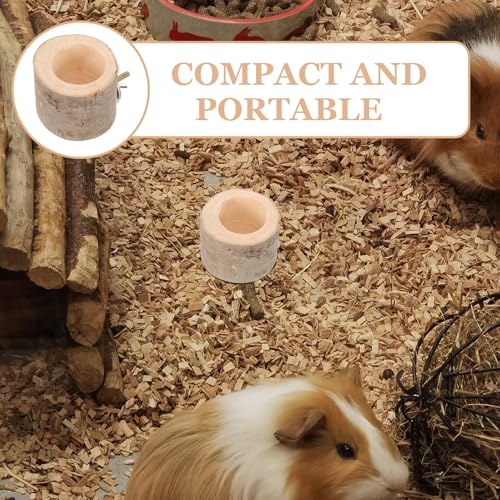 Wooden Hanging Small Animal Feeding Bowl Wear- Guinea Pig Feeder Suitable for Hamsters Chinchillas and Squirrels