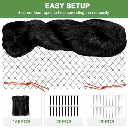 Heavy Duty Garden Netting - 100'x100' Poultry Netting for Chicken Coop, 3/4 Inch Mesh, Protects Fruits, Vegetables Against Squirrels, Deer - size: 3/4", 100' x 100'