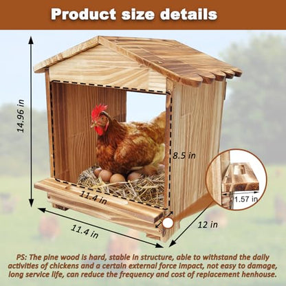 3 Pcs Chicken Nesting Box, Wooden Nesting Boxes for Chickens & Ducks, Farm House Wall Mount Egg Laying Boxes for Hens, Small Chicken Coop Nesting Boxes (11.42" L X 12" W X 15" H) - size: 11.4"L x 12.0"W x 15.0"H