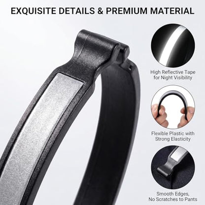 QUUPY 4Pcs Grey High Reflective Cycling Trousers Clips, Elastic Safety Ankle Cuff Bands, Outdoor Reflective Gear for Bicycle Riding, Fishing, Camping and Daily Outdoor Activities