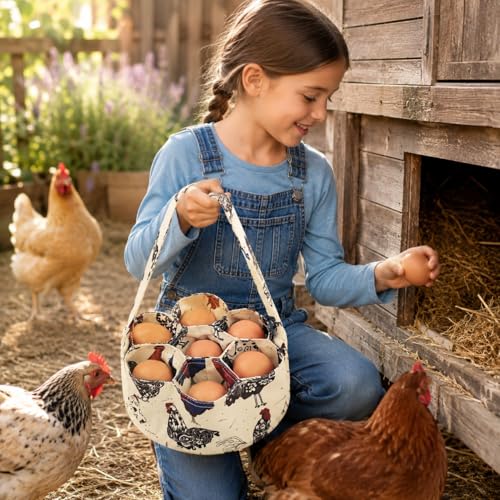 2pcs Egg Bags Mini Egg Collecting Gathering Basket with 7 Pouches for Farmhouse Chicken Hen Duck Goose Housewife Garden Transporting Storage