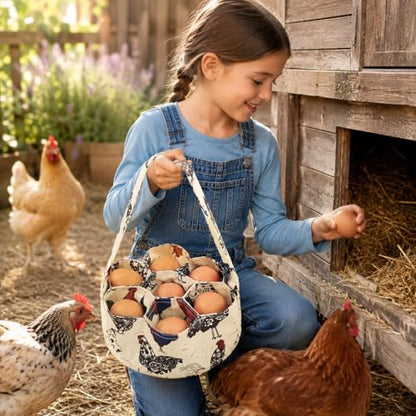 2pcs Egg Bags Mini Egg Collecting Gathering Basket with 7 Pouches for Farmhouse Chicken Hen Duck Goose Housewife Garden Transporting Storage