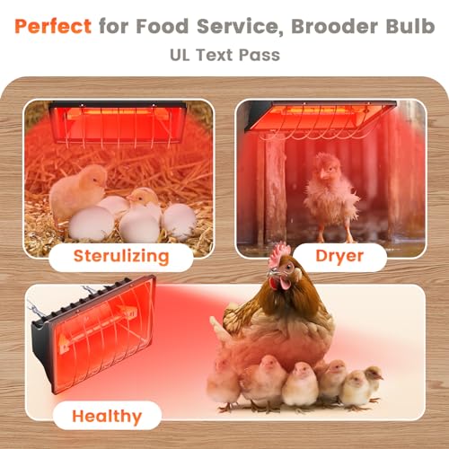Chicken Coop Heat Lamp, 300W Brooder Heater for Chicks 9.84ft Cord UL Passed Carbon Fiber Bulbs Heater with Adjustable Hanging Height for Livestock Supplies Indoor Warmer | UL Passed,9.84ft Cord, Adjustable Hanging Height, Livestock Supplies Indoor Warmer