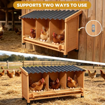 Nesting Boxes for Chickens,Chicken Laying Boxes for Hens,Nest Box | 3 Compartments, Wall Mount or Floor Use, PVC Roofing,Privacy Back Panel for Hens, Ducks, Chickens, Easy to Assemble&Clean - size: 37.1"L x 13.0"W x 18.2"H