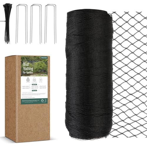 Bird Netting for Garden, Fetanten 13 x 16.5 FT Netting for Garden Protection Vegetables Fruit Trees Blueberry from Birds Deer Poultry, Heavy Duty Woven Mesh Net Animal Fencing with Ties and Staples - size: 13 x 16.5FT