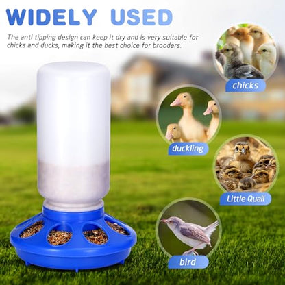 Chick Feeder and Waterer Kit, 2-in-1 Chick Starter Set, 0.3Gal Chicken Feeder and Waterer Set, Baby Chick Starter Kit for Poultry (Blue, 1L) - color: Blue