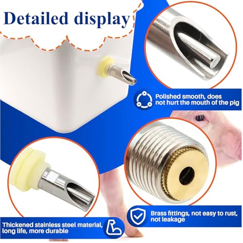 Stainless Steel Pig Water Nipple 1/2 Thread Automatic Pig Nipple Drinker Feeder Waterer for Pigs Livestock Brass 3pcs - color: Brass, size: 3pcs