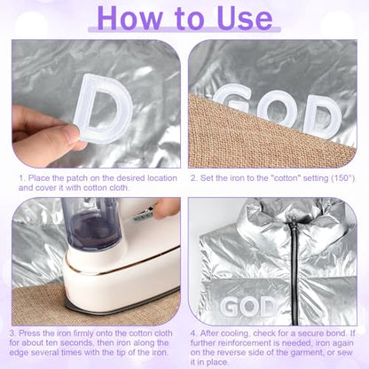 ASTARON 72 Pcs Iron on Letters and Numbers Patches, 1.5 Inch Letters A-Z Numbers 0-9 Embroidered Applique Patches Alphabet Cloth Patch for Clothes, Bags, Socks, Jeans, Hat, DIY Accessories(White) - color: White