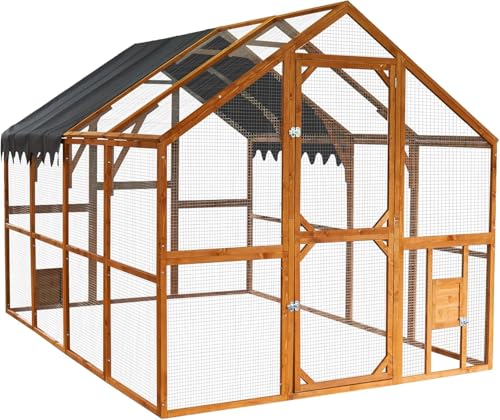 Endark 110'' Large Walk-in Chicken Coop with Waterproof Roof — Spacious Outdoor Enclosure, Pet Playpen, and Farm Poultry Cage Featuring Durable Wooden Construction and Rain Protection (Brown) - color: Brown