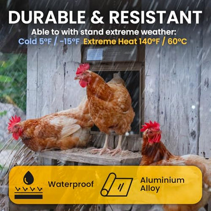 Okkobi Automatic Chicken Coop Door Solar Powered - LCD Display - Light Sensor & Timer - Security & Peace of Mind: Anti-Pinch Function - 5-Year Protection - Dark Brown - color: Dark Brown