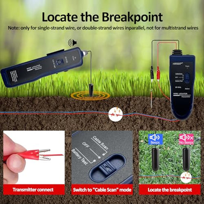 Underground Wire Locator Upgrade, RockyMars Cable Tester with Rechargeable 1100mAh Battery for Invisible Fence for Dogs, Circuit Breaker Finder, Electric Fence Wire Tracer, Wire Break Locator, etc. - style: NF-816L