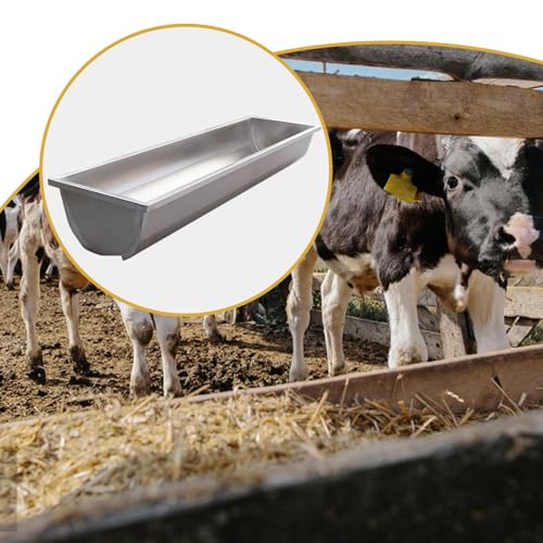 Feed Trough Goat Feeder Stainless Steel Easy to Clean Heavy Duty Livestock Feeder Waterer for Cow Cattle Deer Pigs Sheep