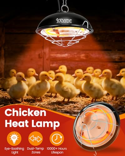350W Dual-Mode Heat Lamp for Chickens - Long-Lasting Brooder Heater Bulb,Chick Heater with 7.87ft Cord for Chicks, Poultry & Ducklings - size: 350W-8.4"×8.4"×4.5"