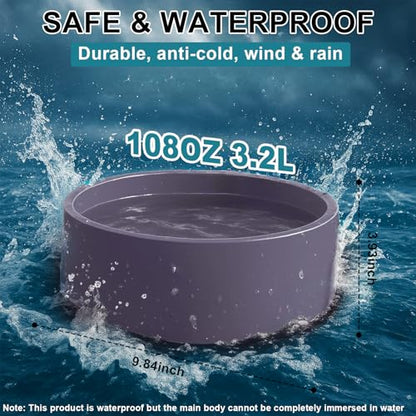 Pet Heated Bowl for Dog,Cat Warming Water Bowl with Chew Resistant Power Cord, Outdoor Waterproof Smart Uniform Heating for Small Animals Bird Chicken Rabbit Duck (108 fl oz, Purple)