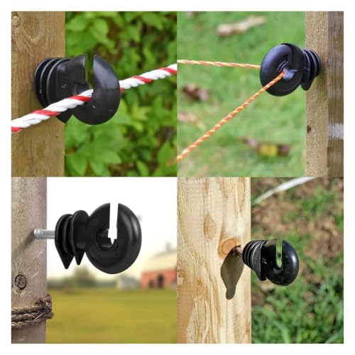 Electric Fencing Ring Insulators Electric Fence Insulators Self Tapping Nails Wood Post Temperature Resistant Screw-in Insulator for Farm(20PCS) - size: 20PCS
