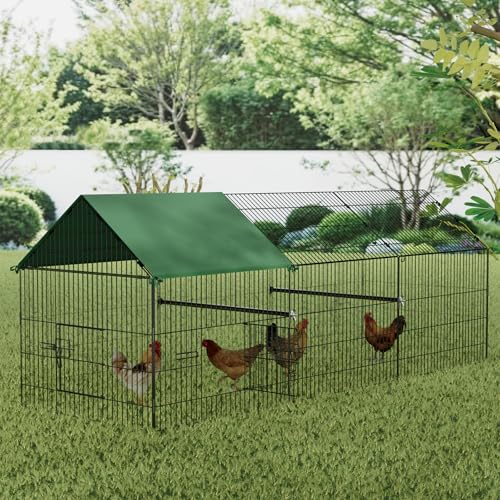 STILLCOVE Large Chicken Coop Run: 130" × 40" Outdoor Metal Duck Pen with Cover - Poultry Cage Enclosure for Rabbit Hen Quail - size: 130.0"L x 40.0"W x 40.0"H