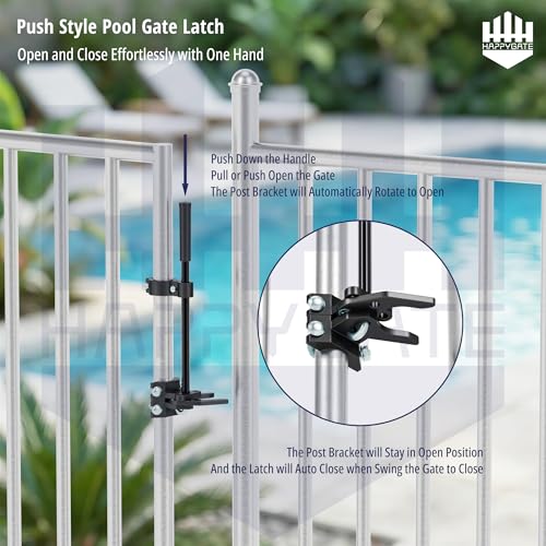 Pool Gate Latch, Auto Pool Gate Safety Latch for Chain Link Fence, Push Style Pool Gate Lock Chain Link Fence Gate Latch for Metal Gates, Outdoor Pool Safety (1-3/8"x1-7/8") - size: 1-3/8"x1-7/8"