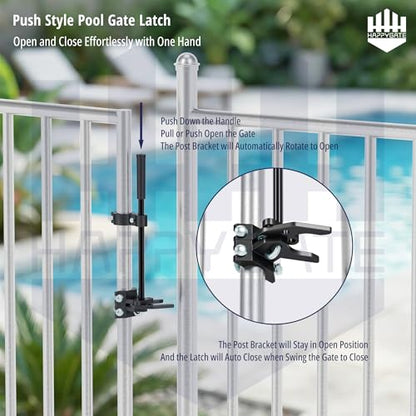 Pool Gate Latch, Auto Pool Gate Safety Latch for Chain Link Fence, Push Style Pool Gate Lock Chain Link Fence Gate Latch for Metal Gates, Outdoor Pool Safety (1-3/8"x1-7/8") - size: 1-3/8"x1-7/8"