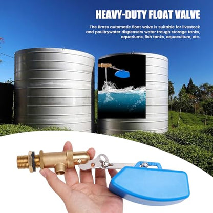 1/2 Inch Brass Float Valve for Water Tank with Hose Auto Shut Off Pool Fill Valve Automatic Fill Float Ball Valve for Stock Fountains Livestock Waterer Troughs (1/2 Inch Float Valve, 2)