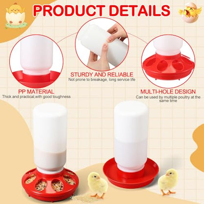 AceOrbit 12 Pcs 0.3 Gal Chick Feeder and 0.3 Gal Waterer Set Baby Chicken Supplies Poultry Starter Kit Plastic No Waste Chick Coop Brooder Accessories for Small Chicken Quail Pigeon Duckling Birds