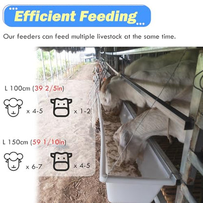 Efficient Plastic Livestock Feeder Trough for Stables & Pens - Durable Design, Easy to Clean, Ideal for Cattle, Horses, and Goats - Maximize Feeding Efficiency - size: L 150cm (4.9ft)