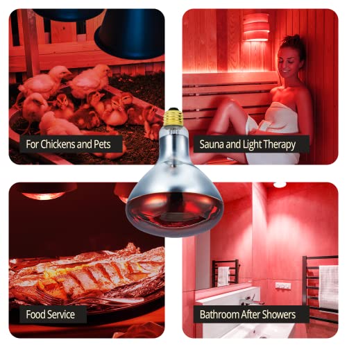 250 Watts R40 Red Heat lamp Light Bulbs Infrared Flood Reflector Incandescent Spotlight for Food Service, Brooder Bulb, Chicken, Pet, Bathroom, Light Therapy 250R40/HR Medium E26 Base 1 Pack - style: 250W/R40/RED/1PK