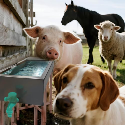 Self Filling Stainless Steel Livestock Water Trough,Stainless Steel Large Capacity Self Filling Animal Drinking Bowl,Automatic Water Replenishment,for Pigs,Cattle,Sheep and Horses