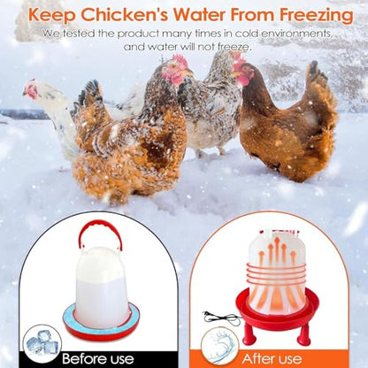Heated Chicken Waterer, Integrated Temperature Chicken Water Heater with Handle for Chicken Coop, Poultry Water Dispenser for Winter (6, Liters)
