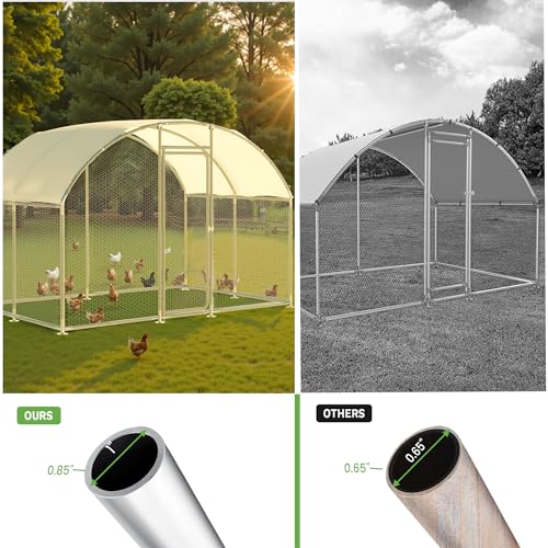 Large Metal Chicken Run, Chicken Coop with Lockable Door Round Shape Walk-in Chicken Hen House with Waterproof & Anti-UV Cover for Duck Rabbit Habitat Cage Outdoor Poultry Cage for Yard Farm - size: 119.0"L x 79.0"W x 80.0"H
