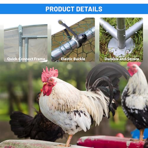 NUGRIART Large Metal Chicken Coop, Outdoor cage Run with Waterproof and Anti-UV Cover, Dome Roof Walk-in Poultry Cage Rabbit Duck House for Outside, Backyard and Farm. - size: 78.0"L x 120.0"W x 78.0"H