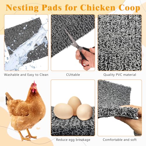 kathson Washable and Reusable Chicken Nesting Pads Plastic Nest Box Pads Durable Chicken Coop Liners Laying Indoor/Outdoor Mats for Hen Duck Rabbit Small Pets 12 x 12 x 0.79Inches(4Pcs,Grey)