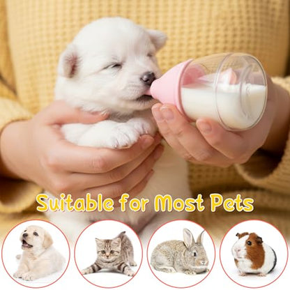 Newborn Puppy Feeding Bottle, 40ml Anti Choking Kitten Baby Bottle for Nursing with 3 Soft Silicone Nipples Reusable Measurement Markings Feeding Kit for Rabbits Guinea Pigs Small Animals