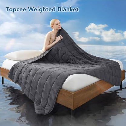 Topcee Weighted Blanket for Adults (12 lbs, 60" x 80") Queen Size Soft Cooling Heavy Blanket Sleeping, Apply to 110-130 lbs Body, Thick Breathable Blanket with Glass Bead, Easy Care - color: 00-dark Grey, size: 60"×80"-12lbs