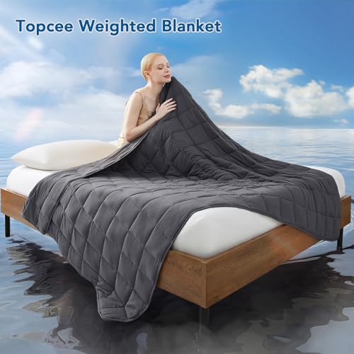 Topcee Weighted Blanket (20lbs 88"x104" Cal King Size) Soft Cooling Heavy Blanket Sleeping, Apply to 190-210 lbs Body, Thick Breathable Blanket with Glass Bead, Easy Care - color: 00-dark Grey, size: 88"×104"-20lbs