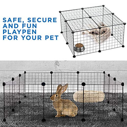 Work-It! Pet Playpen, Foldable Metal Exercise Pen | Small Animal Cage Indoor/Outdoor Metal Wire Fence for Rabbits, Guinea Pigs, Small Animals | Portable Kennel Crate Fence with Configurable 12 Panels