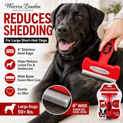 Warren London Deshedding Brush for Large Short Hair Dogs, 4 Inch - size: Short Hair | Large
