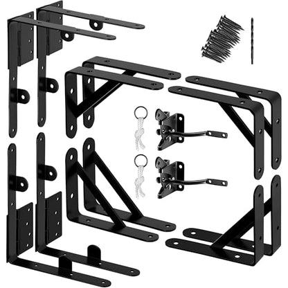 Anti Sag Gate Kit - Gate Corner Bracket-90 Degree Bracket with Gate Hinges Heavy Duty for Wooden Fences - No Sag Gate Corner Brace Bracket for Doors, Driveway (2 Set Gate Kit and 2 Latch) - style: 2 Sets of Anti-Sag Gate Kits and 2 Gate Latch