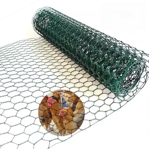 Chicken Wire for Floral Arrangements (Green, 15.7 x 236 Inch), 0.6 Inch Hexagonal Galvanized PVC Coated Netting Fence for Crafts, Poultry, Garden,Sturdy Roll Plant Protector - color: Green, size: 15.7 x 236 Inch