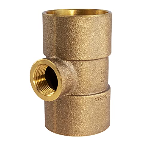 Everflow Supplies CCFT0221-NL C X C X F No Lead Cast Brass Tee Fitting with Solder Cups and Female Threaded Branch, 2" x 2" x 1" - size: 2" x 2" x 1"