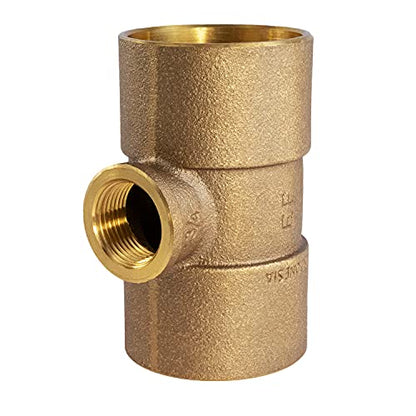 Everflow Supplies CCFT0221-NL C X C X F No Lead Cast Brass Tee Fitting with Solder Cups and Female Threaded Branch, 2" x 2" x 1" - size: 2" x 2" x 1"