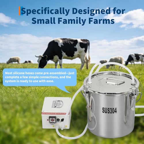 Portable Goat Milking Machine 3L, 304 Stainless Steel Electric Milker with Adjustable Pulsation and 5200mAh Rechargeable Battery, Cordless Milking Machine for Goats and Sheep