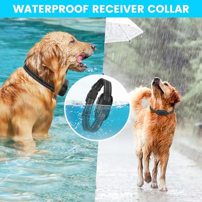 RUXAN Electric Dog Fence System, Wireless & In-Ground Pet Containment Kit with 1 Waterproof Collars, Underground Dog Fence for 1 Dogs, Basic Electric Fence for Dogs Outdoor Yard - color: BLK