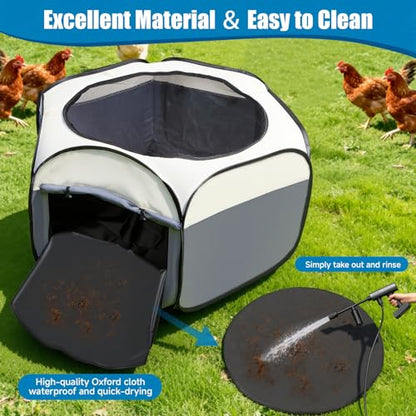 Chicks Brooder Box for Chick Starter Kit -Dual Door Chicken Brooder Playpen/Pen/Tent with 10 * 10 inch Brooder Heating Plate,Nesting Pads,Chick Feeder＆Waterer,Chick Perch Up to 15 Chicks,Quail,Duck