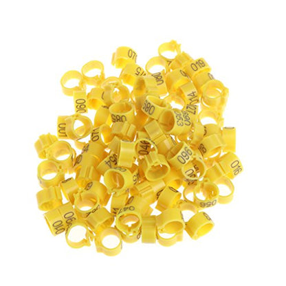 100pcs Chicken Bird Leg Rings Birds Identification Leg Bands Poultry Leg Rings 10mm for Pigeons Quail, Yellow - size: Yellow