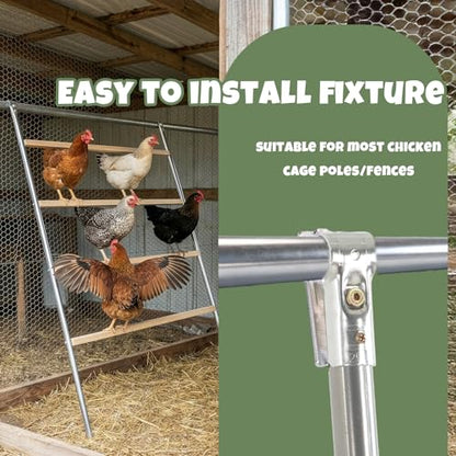Chicken Roosting Bar for Coop, 57" L x 40" W 4-Tier Square Wood | Galvanized Rustproof Frame, Waterproof Finish, Easy Assembly, Backyard Flock