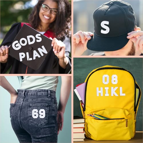 ASTARON 72 Pcs Iron on Letters and Numbers Patches, 1.5 Inch Letters A-Z Numbers 0-9 Embroidered Applique Patches Alphabet Cloth Patch for Clothes, Bags, Socks, Jeans, Hat, DIY Accessories(White) - color: White