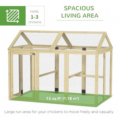 PawHut Chicken Run, Wooden Large Chicken Coop, Combinable Design with Perches & Doors for Outdoor, Backyard, Farm, 4.6' x 2.8', Nature Wood - color: Natural Wood